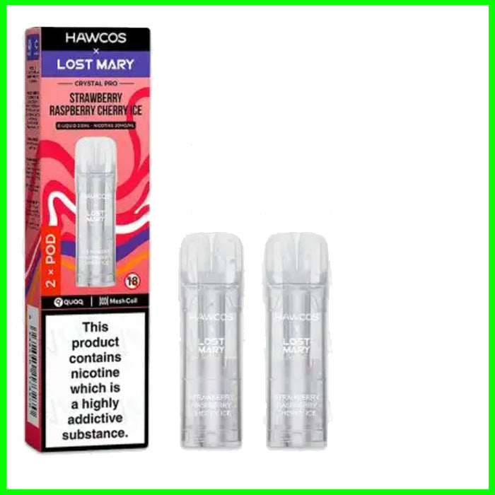Strawberry Raspberry Cherry Ice Lost Mary Hawcos Crystal Pro Refill Pods