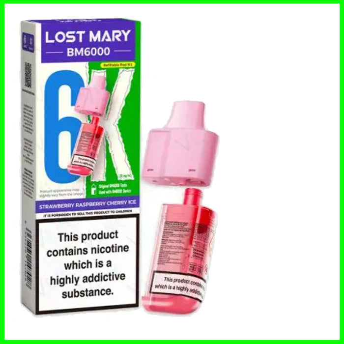 Strawberry Raspberry Cherry ice Lost Mary BM6000 Refill Pod