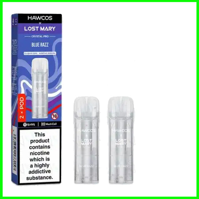 BLue Razz Lost Mary Hawcos Crystal Pro Refill Pods